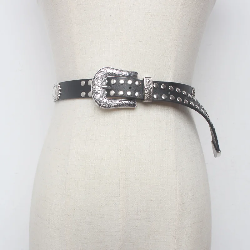 

Round Buckle Design Punk Style Women Belts Pu Suede Leather Woman Black Pink Wide Waist Belts Jeans Clothing Decorations YS155
