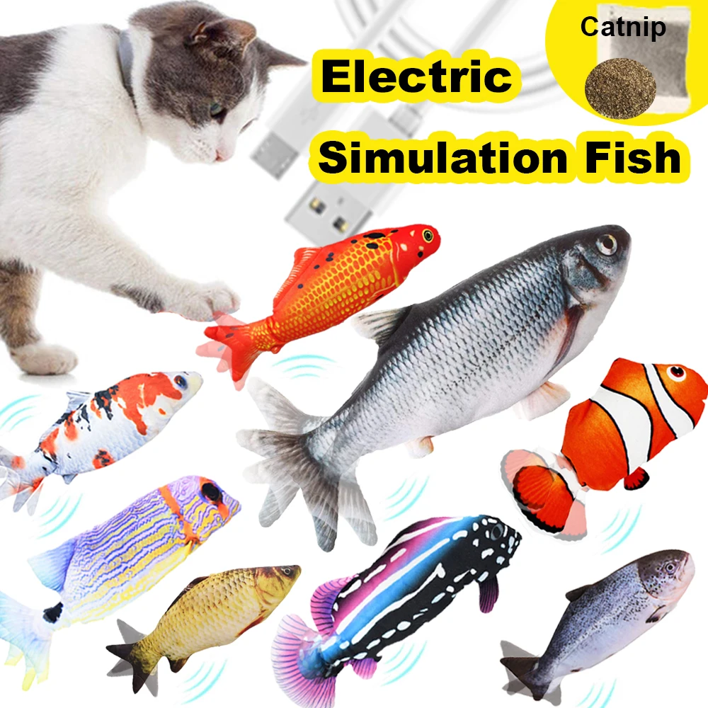 

Cat Toy Fish USB Electric Charging Simulation Fish Catnip Cat Pet Chew Bite Interactive Cat Toys Dropshiping Floppy Wagging Fish