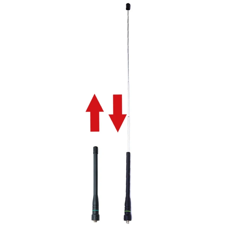 Cambuk Antena Kompatibel dengan UV-5R BF-888S UV-82 UV-9R Plus Hitam Adjustable UHF/VHF Antena Kabel Adaptor