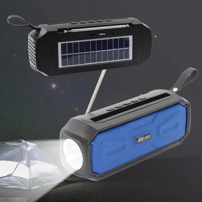 Sy-968 energia solar sem fio bluetooth alto-falante luz ao ar livre com lanterna cartão de rádio áudio para viagem praça conveniente