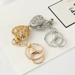 Hollow Heart Keychains Fashion Charm Cute Bell Purse Bag Pendant Car Keyring Chain Ornaments Keyring Valentine's Day Girl Gift