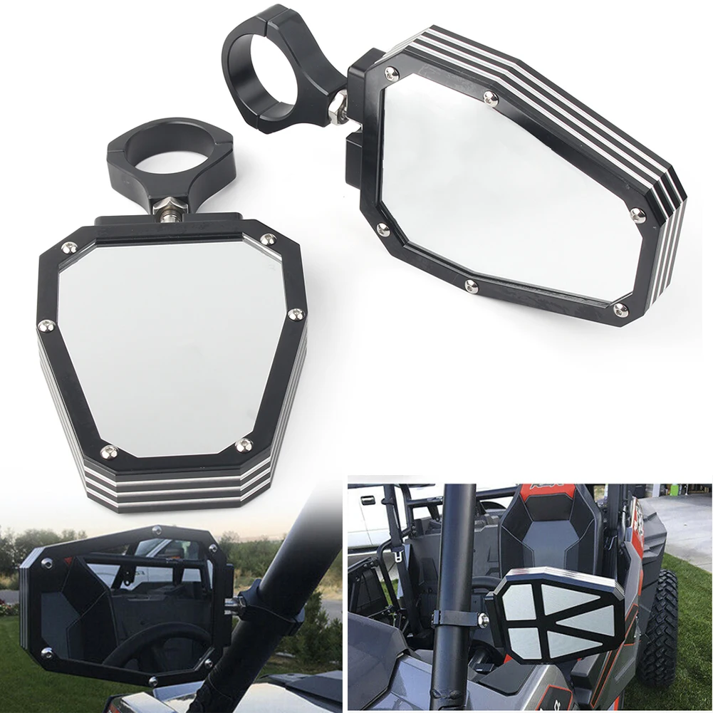 

6061-T6 Aluminum Side Rear View Mirror 1.75" Roll Bar Clamp UTV Mirrors for Polaris Ranger RZR XP 4 2002-18 Honda Pioneer 1000