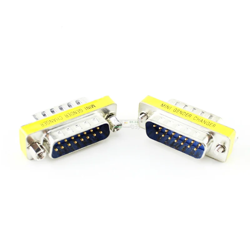 1Pcs DB15 core to hole computer data adapter 2 row 15 pin male to male extension plug HiFi accessories