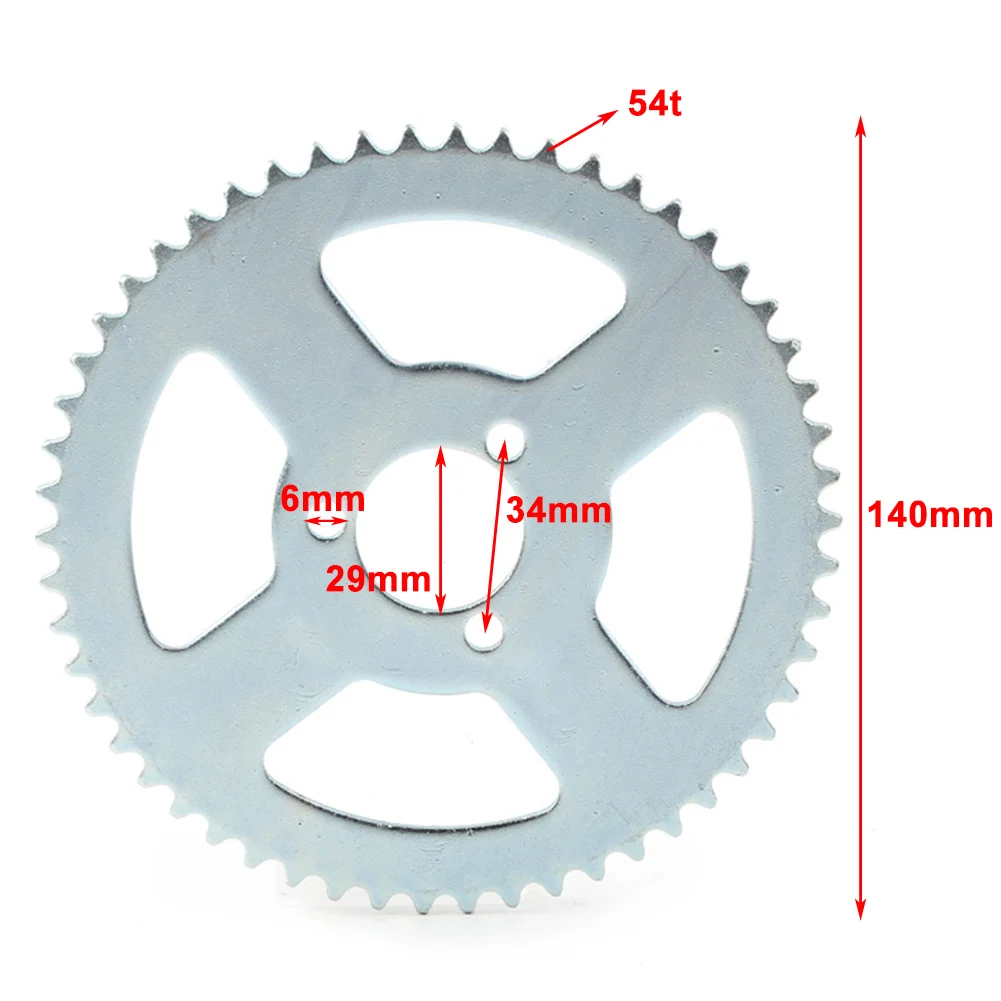 T8F 54T Rear chain Sprocket Silver 35mm 54 Tooth For 47cc 49cc Mini Dirt Baby Cross Motard Bikes Motoparts 54T 14cm/5.51inch