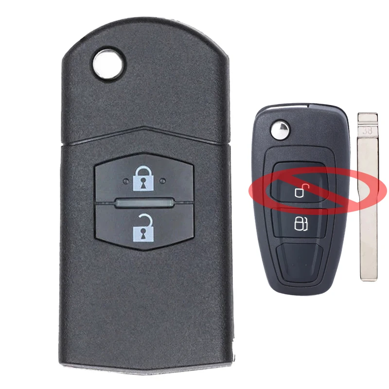 Keyecu 2 Buttons 433MHz ID83 Chip HU101 Blade Upgraded Flip Remote Car Key Fob for Mazda BT50 UP 2011 212 2013 2014 2015