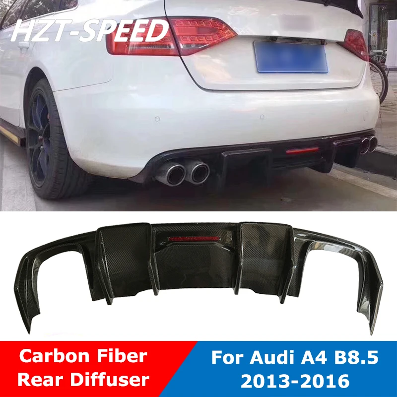 A4 B8.5 S4 Carbon Fiber Rear Bumper Diffuser Lip Spoiler with LED Lights For Audi Sport And Non-sline Model 2013-2016