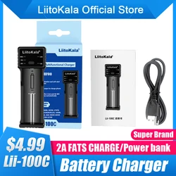 LiitoKala Lii-100C 18650 Battery Charger 2A Smart Charge USB 26650 18350 21700 26500 4.2V Li-ion Rechargeable Battery Charger