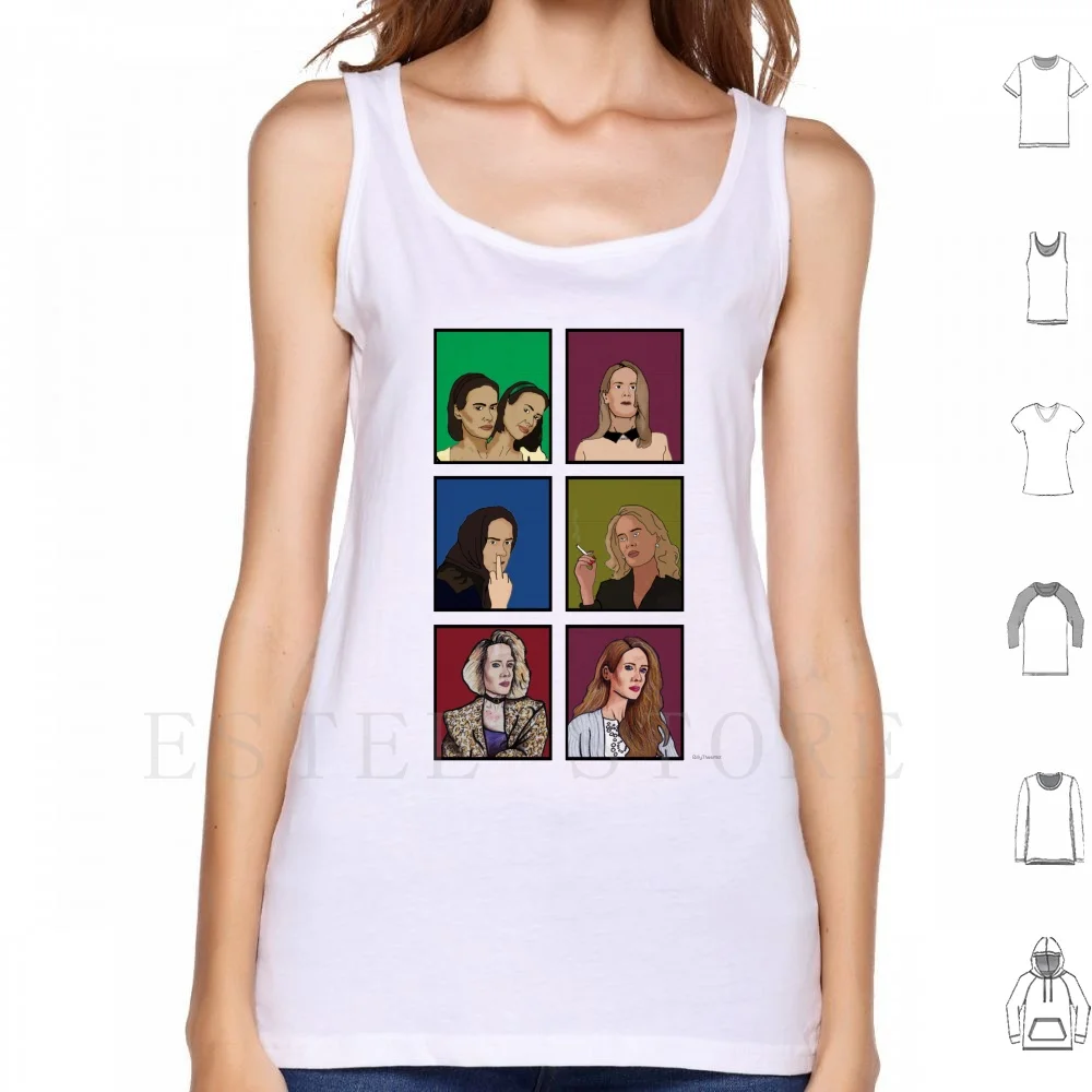 Лучшие майки Сара Полсон, жилет без рукавов, Билли Дин, Ховард, дом убийства, Лана, зимы, убежище, корделья, Foxx Ковен