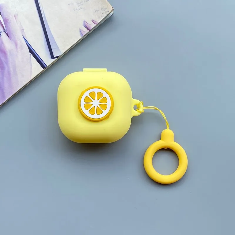 Cartoon Silicone Protective Case for Samsung Galaxy Buds Live 2020 Wireless Bluetooth Earphone Fruit Cover Anti-lost Finger Ring
