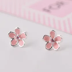 REETI 925 sterling silver Pink flower Stud Earrings for Women Elegant Wedding Jewelry pendientes mujer moda 2019 Brincos