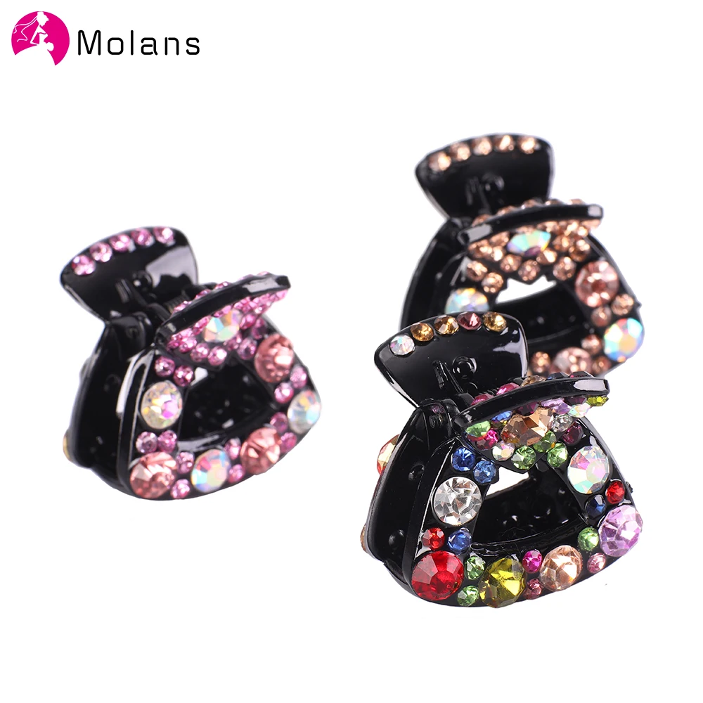 Molans Mini Hairpin Rhinestones Hair Claws for Women Girl Barrette Hair Clips Crab Styling Make UP Tool Fashion Hair Accessories