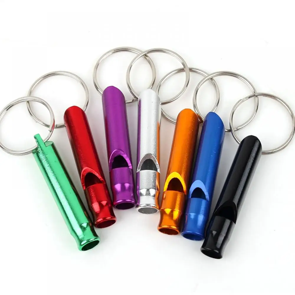 10pcs Portable Car Keychain Outdoor Small Whistle Aluminum Alloy Referee Whistle Emergency Training Survival Whistle Mix Colors