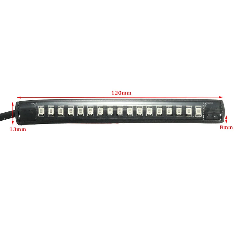 Universal Flexible 17 LED Motorcycle DRL Brake Light Turn Signal Light Strip Number License Plate Light Flashing Tail Stop Light