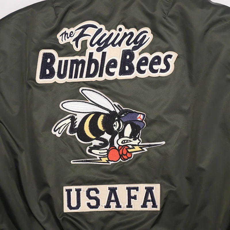 2023 USAFA WW2 Flying Bumble Bees Patch Embroidered Bomber Jacket  Men Air Force Pilot Flight Winter Coat Warm Padded Outwear