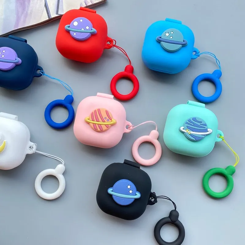 For Samsung Galaxy Buds Live Case Planet Earphone Case for Galaxy Buds Live Cover Non-slip Silicone Protect Case with Ring