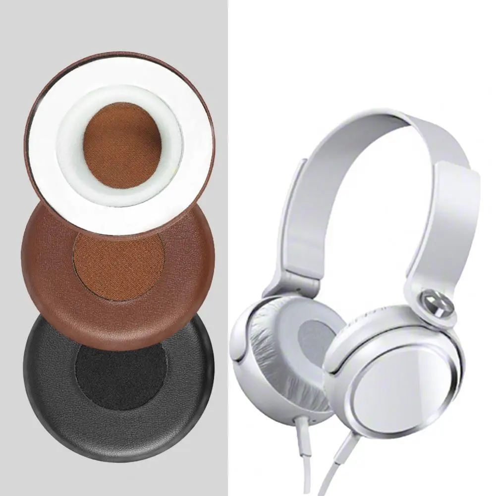 1 Pair Headset Sleeves Replaceable Dust proof Comfortable Faux Leather Gaming Earphone Covers for MDR XB400 MDR XB600