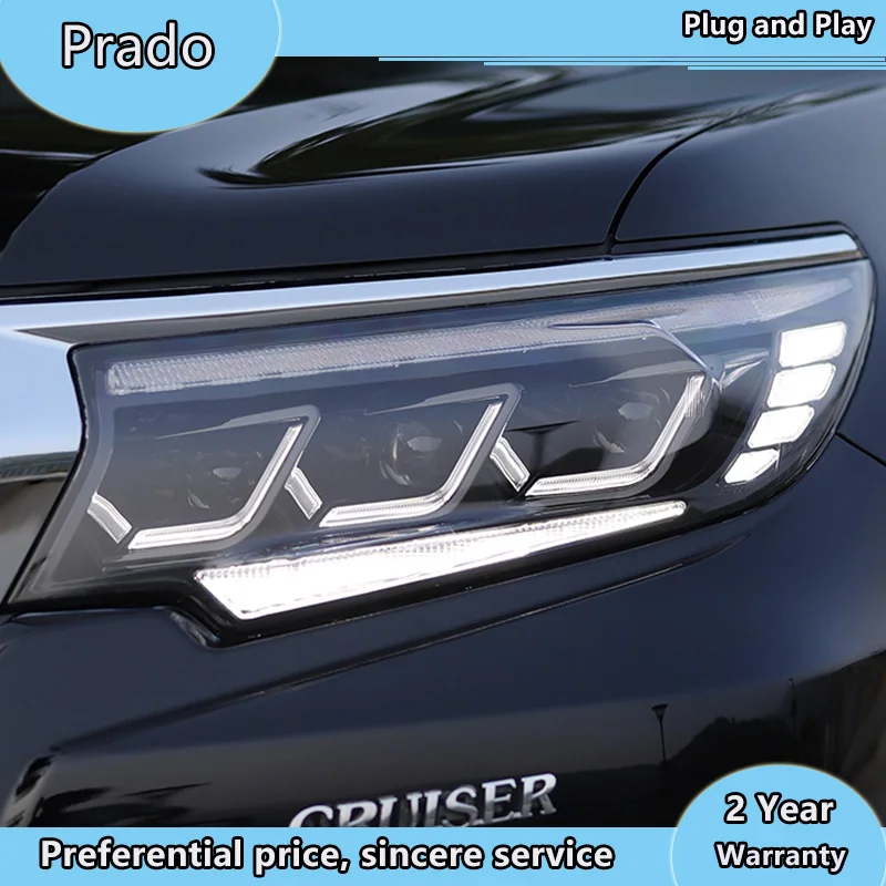 

Car Styling for Toyota Prado FULL Headlights 2018 New Prado FULL LED Headlight LED Head lamp DRL Low High beam All Bi-LED