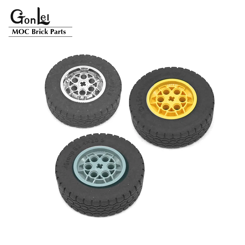 4Pcs/Lot Technical EV3 Wheels 62.4x20mm Wheel Tyres Parts Building Block Toy For 42009 Crane 32019+86652 MOC Brick Parts