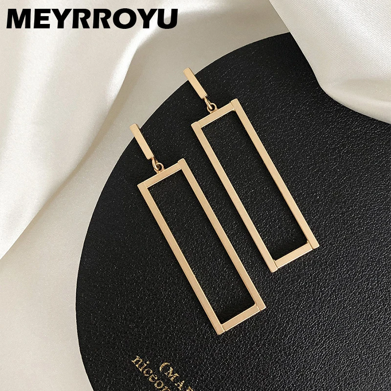 MEYRROYU 316L Stainless Steel Fashion Jewelry Romantic Geometric Rectangular Drop Earrings 2023 Trendy For Women New Party Gift