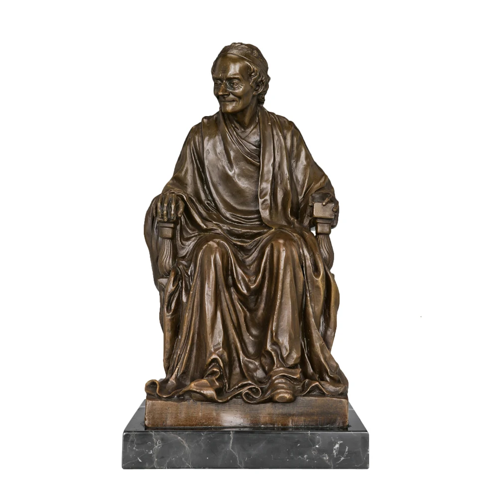 

Voltaire Statue Bronze French Famous Litterateur Sculpture Collectible Figurine Antique Art Decoration