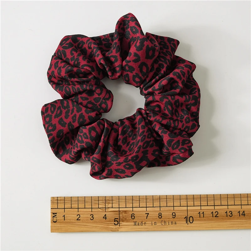 Leopard Hair Scrunchies Stretchy Scrunchie Women Elastic Hair Bands Girls Headwear Animal Print Ponytail Holder Rubber Hair Ties