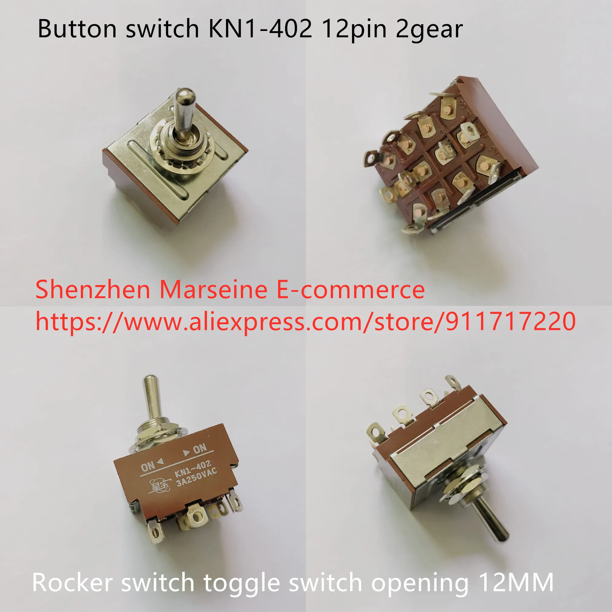 Original New 100% button switch KN1-402 12pin 2gear rocker switch toggle switch opening 12MM