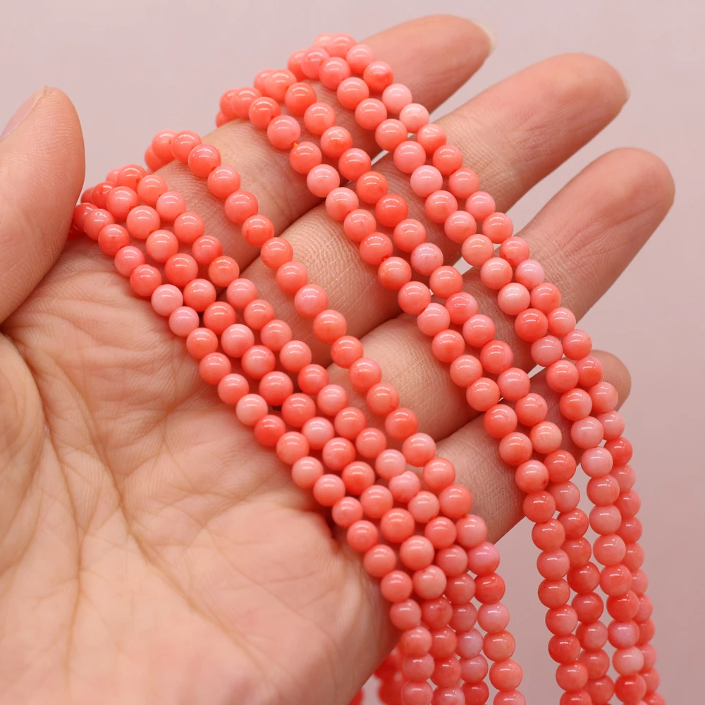 New Style Natural Coral Bead Round Isolation Bead For Jewelry Making DIY Necklace Bracelet Earrings Accessory Handmade 4 MM