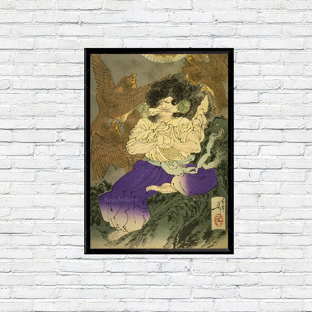 Japanese Samurai Vertical Diptyque Retro Samurai 2 Sets Ukiyo-e Prints Antique Japanese Samurai Painting Samurai Poster