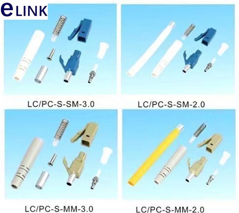 LC/APC Fiber Connector Kits, UPC with Ferrule, Un-assembly, Green, Blue, Gray, SM MM 3.0mm, 2.0MM, Optical Accessories, 1000PCs