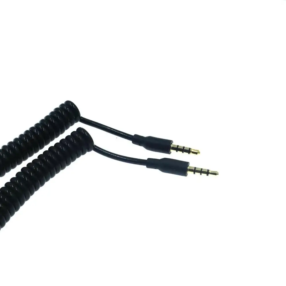 3M czarny 4-core wiosna spiralny 3.5mm kabel pomocniczy z mikrofonem złoty Stereo Audio aux kabel pomocniczy, nadaje się do komputera/MP3