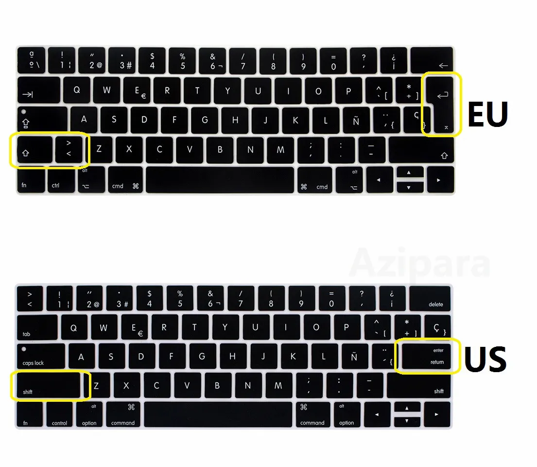 Couverture espagnole pour Macbook New Pro 13 15 Touch Bar 2016 2018, couverture de clavier espagnol ue A1706 A1989 A1707 A1990