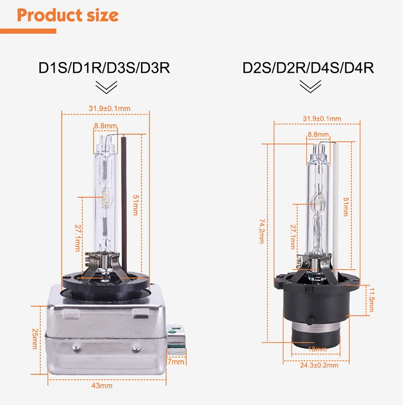 Luz MGTV de 12V y 35W, bombilla HID CBI, faro de xenón, D1S, D2S, D3S, D4S, D1R, D2R, D3R, D4R, 4300K, 6000K, 2 uds.