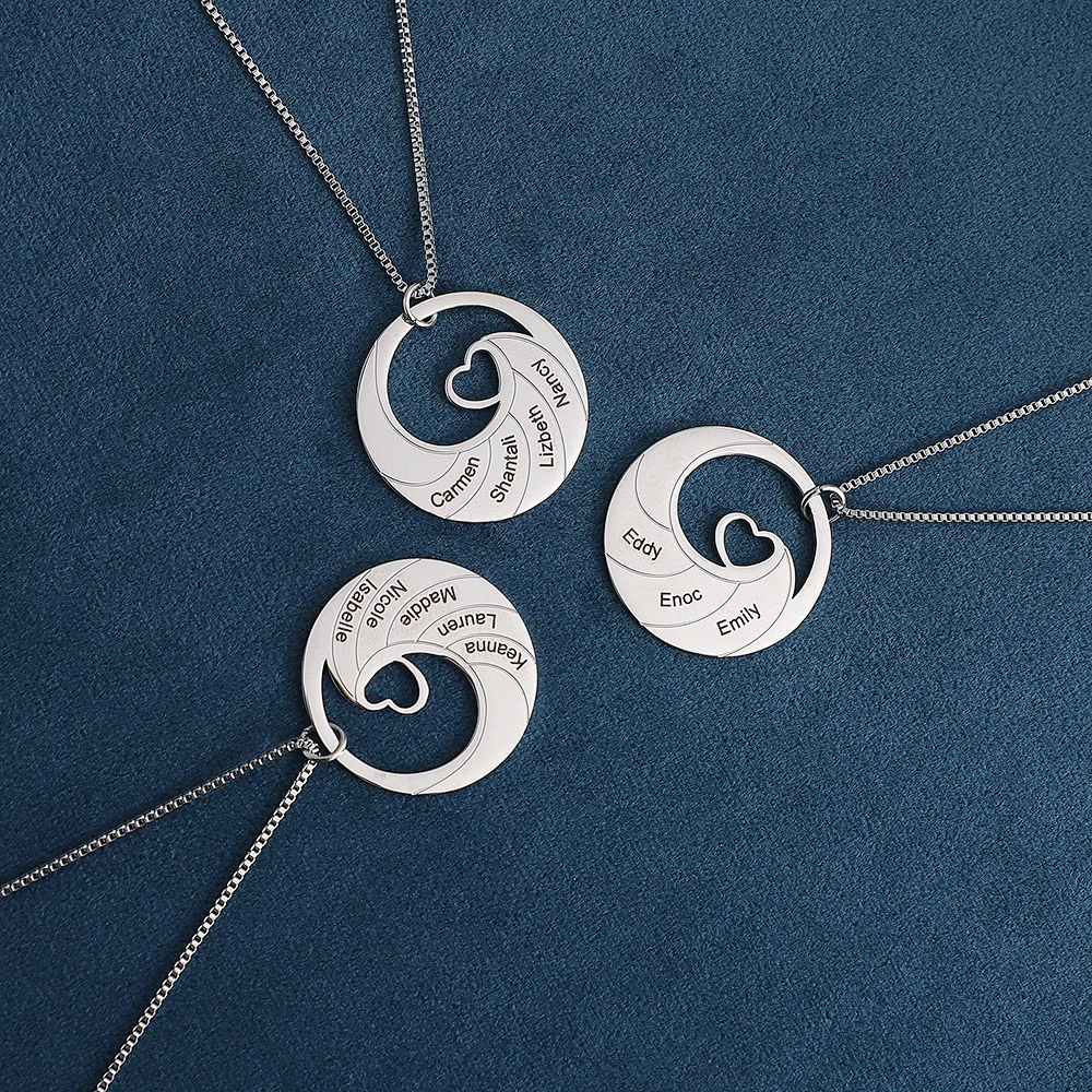 Personalisieren Sie die Halskette mit Kindernamen, Ozeanwellen-Anhänger, Halskette aus Edelstahl, Muttertagsgeschenk – Detail 6