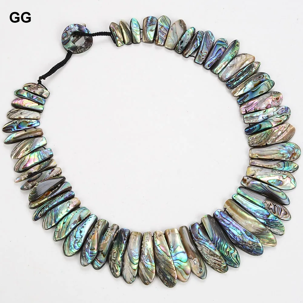 GuaiGuai Jewelry 19\'\' Handmade Natural Green Paua Abalone Shell Sea Shell Necklace For Women