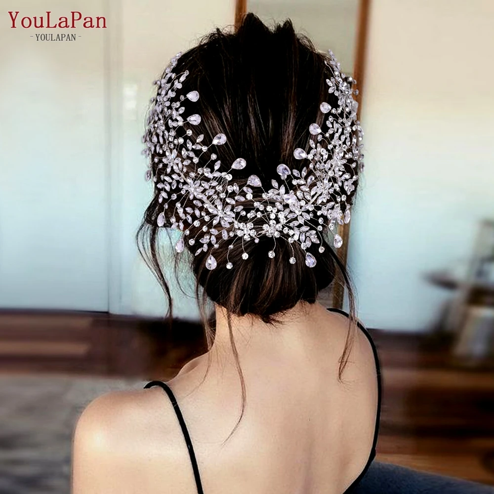 

YouLaPan Silver Crystal Hair Clip for Wedding Hair Comb Tiara Rhinestone Flower Wedding Hair Accessories for Brides HP379