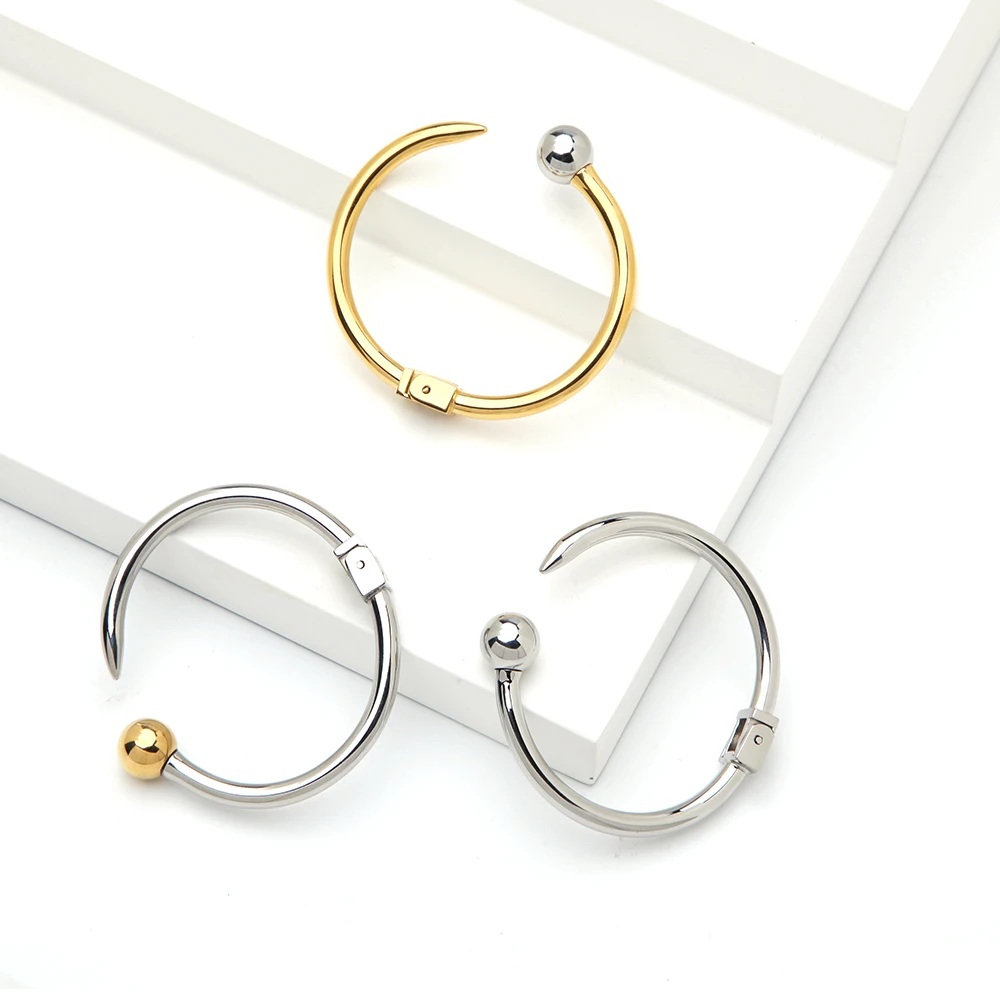 VAROLE Nail Hollow Ball Can Open Bangles For Women Summer Love Bangle Bracelet Gold Color Cuff Bracelets Pulseiras