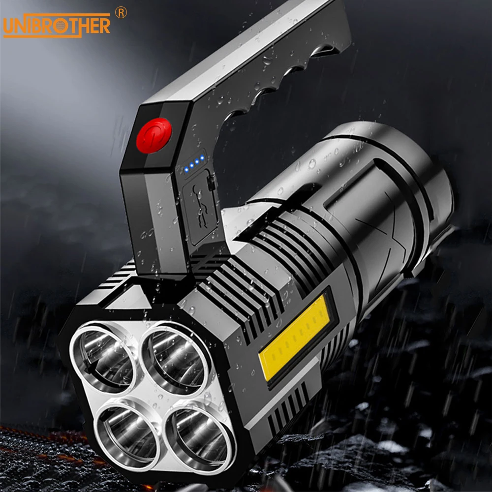 

LED Flashlights Handheld Lantern Camping Portable Lamp Strong Light Long-shot USB Rechargeable Built-in Battery Outdoor Lighting