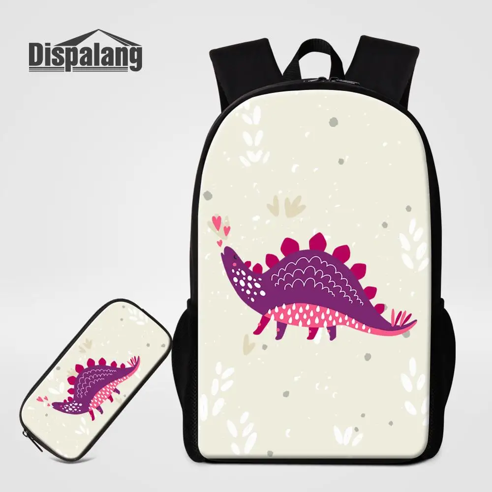 

Dispalang Cartoon Dinosaur Printing Backpack With Pencil Case Students 2PCS School Bag Set Children New Fashion Bookbag Pen Box