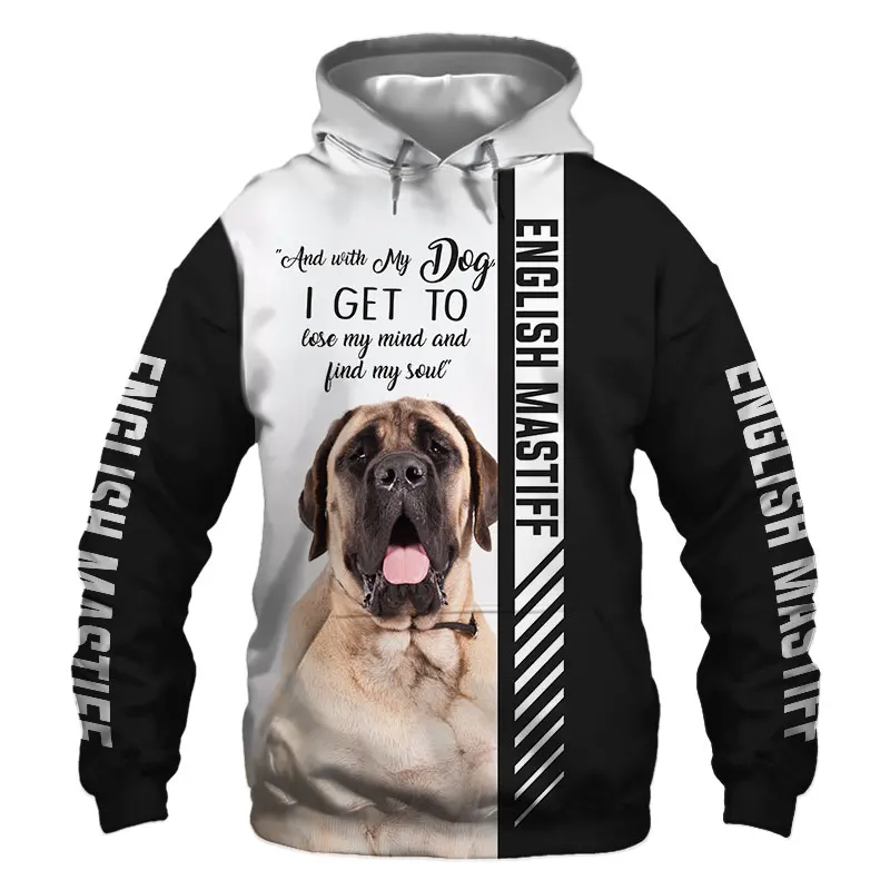 English Mastiff Dog 3D Printed Jacket Men/Women Harajuku Hoodie Unisex Casual Streetwear Sweatshirt Pullover Sudaderas KW01