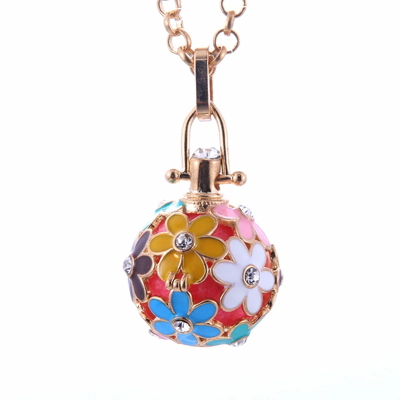 New Flower Vintage Aromatherapy lockets Perfume aromatherapy essential oil diffuser necklace Bell ball pregnant woman necklace