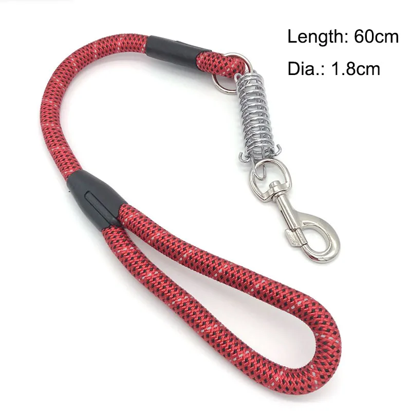 Reflective Dia. 1.8cm Length 60cm Nylon Dog Leash Super Strong Dog Collar For Medium Large Dogs with Spring Anti Pull Leash