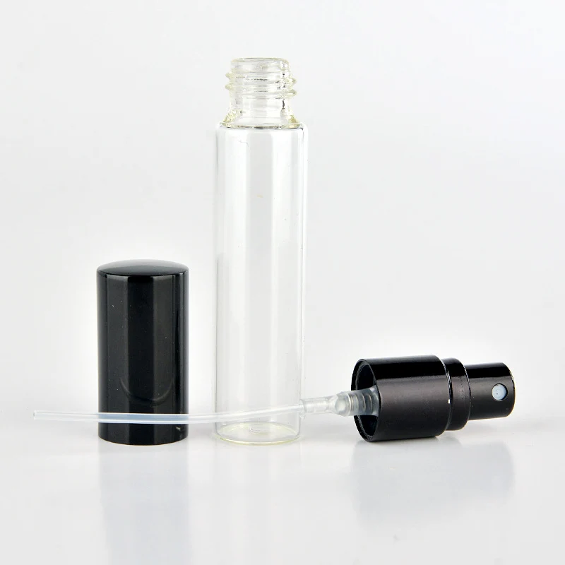 100Pcs/Lot 10ml Clear Glass Atomizer Bottle Refillable Colorfull Aluminum cap Spray Perfume Bottle Travel Bottles Container