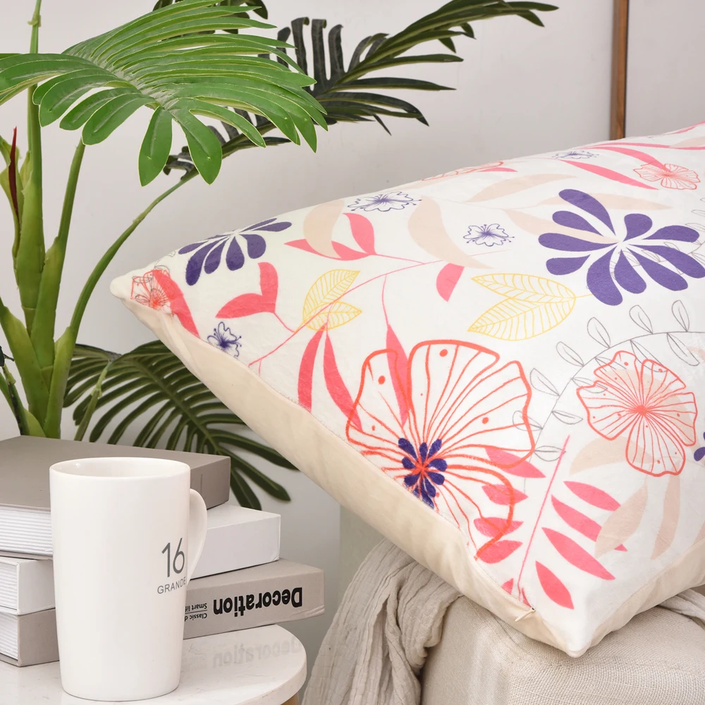 Superfine Plush Long Pillow Case Soft Cozy Body Pillow Cover Floral Cartoon Big Size Cushion Cover Bed Sofa Bedroom Home Decor
