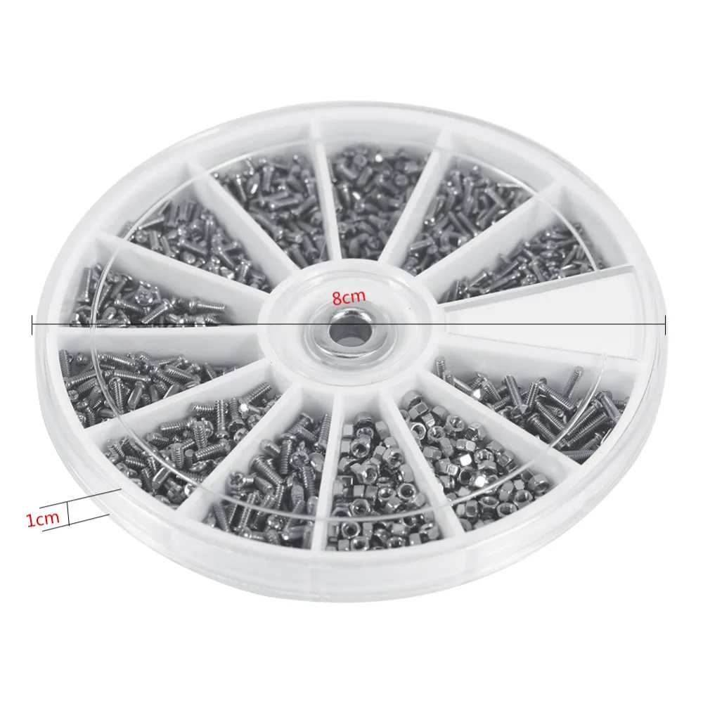 1 scatola (600 pezzi) 12 tipi di viti piccole dadi assortimento Kit M1 M1.2 M1.4 M1.6 vite per orologi glvaluta strumenti di riparazione tornillos