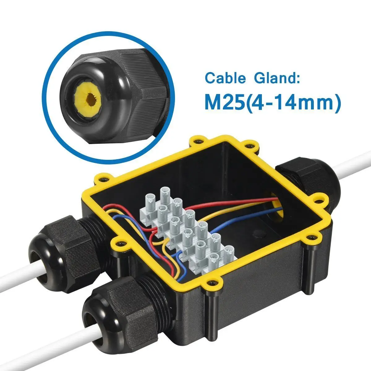 TUV 2 3 4 Way IP68 Waterproof Outdoor Electric Plastic Terminal Connecting Cable Junction Box 8mm 12mm 14mm Wiring Box