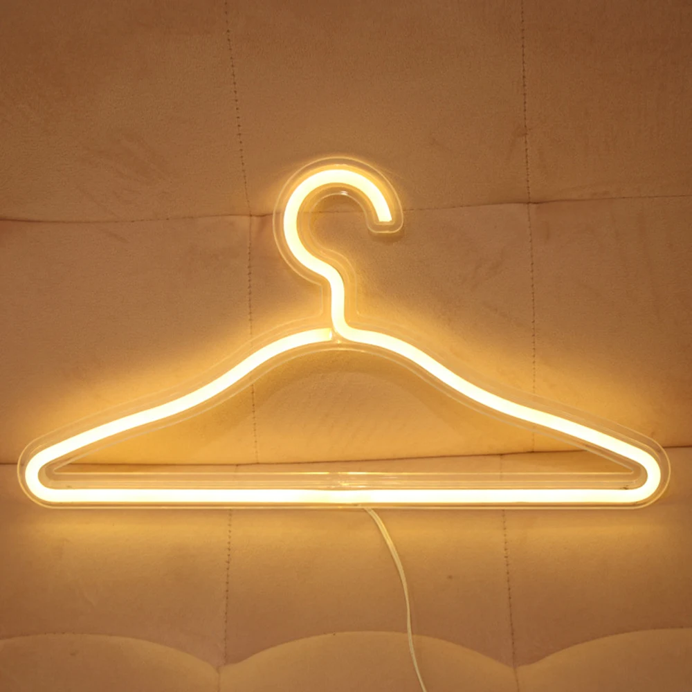 Light LED Neon Coat Clothing Hanger Holder Light Clothes Hanger Pant Storage Cloth Rack Shelf Racks Scarf clothes Storage D30