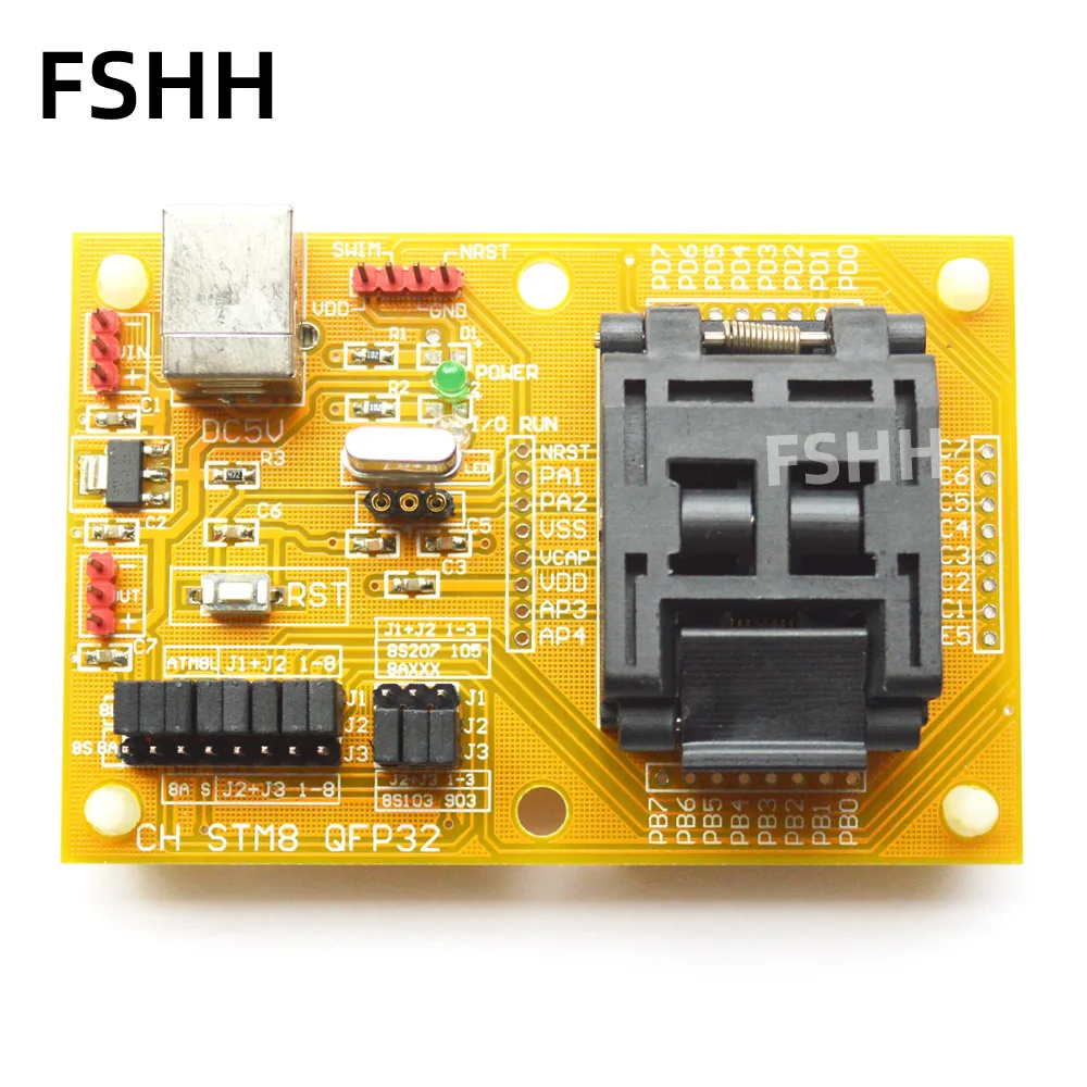 STM8-QFP32 Adaptador Programador, Baixar Core Board, Baixar Seat, Soquete de teste, TQFP32, LQFP32, STM8S, STM8L, STM8A