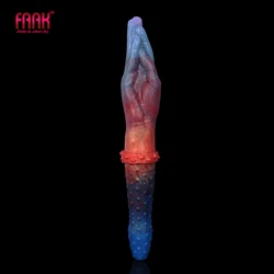 FAAK New 35cm Long Double Dildo Silicone Hand Fist Anal Sex Toys Multi Color Bumpy Stimulate Lesbian Erotic Products Flexible