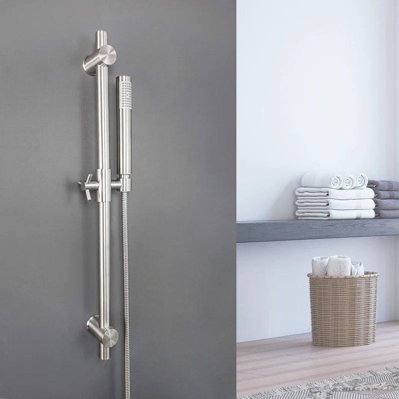 Dusche Rutsche Bar Bad Höhe Einstellbare Handheld Dusche Kopf Halter SUS304 Edelstahl Gebürstet Runde Platz Heben Stange