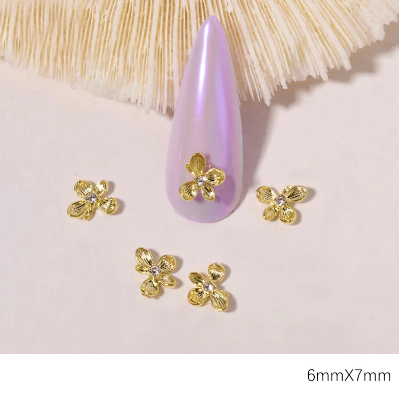 10Pcs Nail Art Alloy Zircon Decoration Japanese lilac flowers Zircon Nail Diamond Nail Art Jewelry